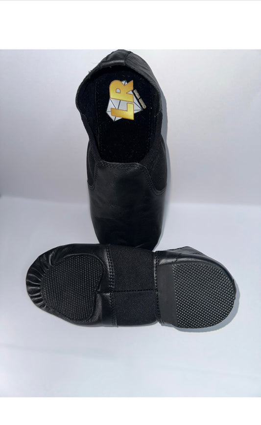 LR Black Slip On Leather Jazz Dance Shoes