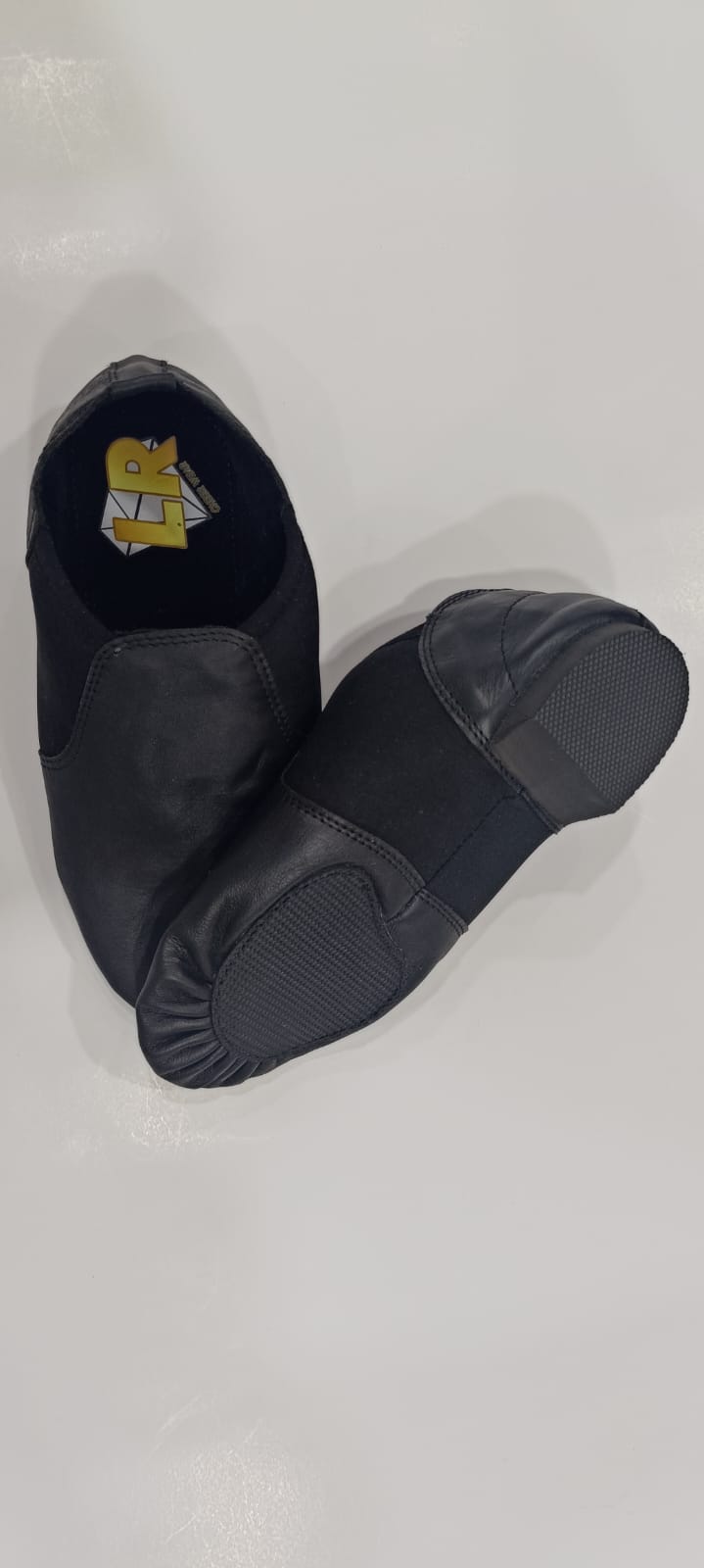 LR Black Slip On Leather Jazz Dance Shoes